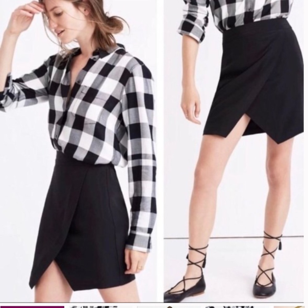 NWT Madewell Parkway Silk Wrap Black Mini Skirt size XS